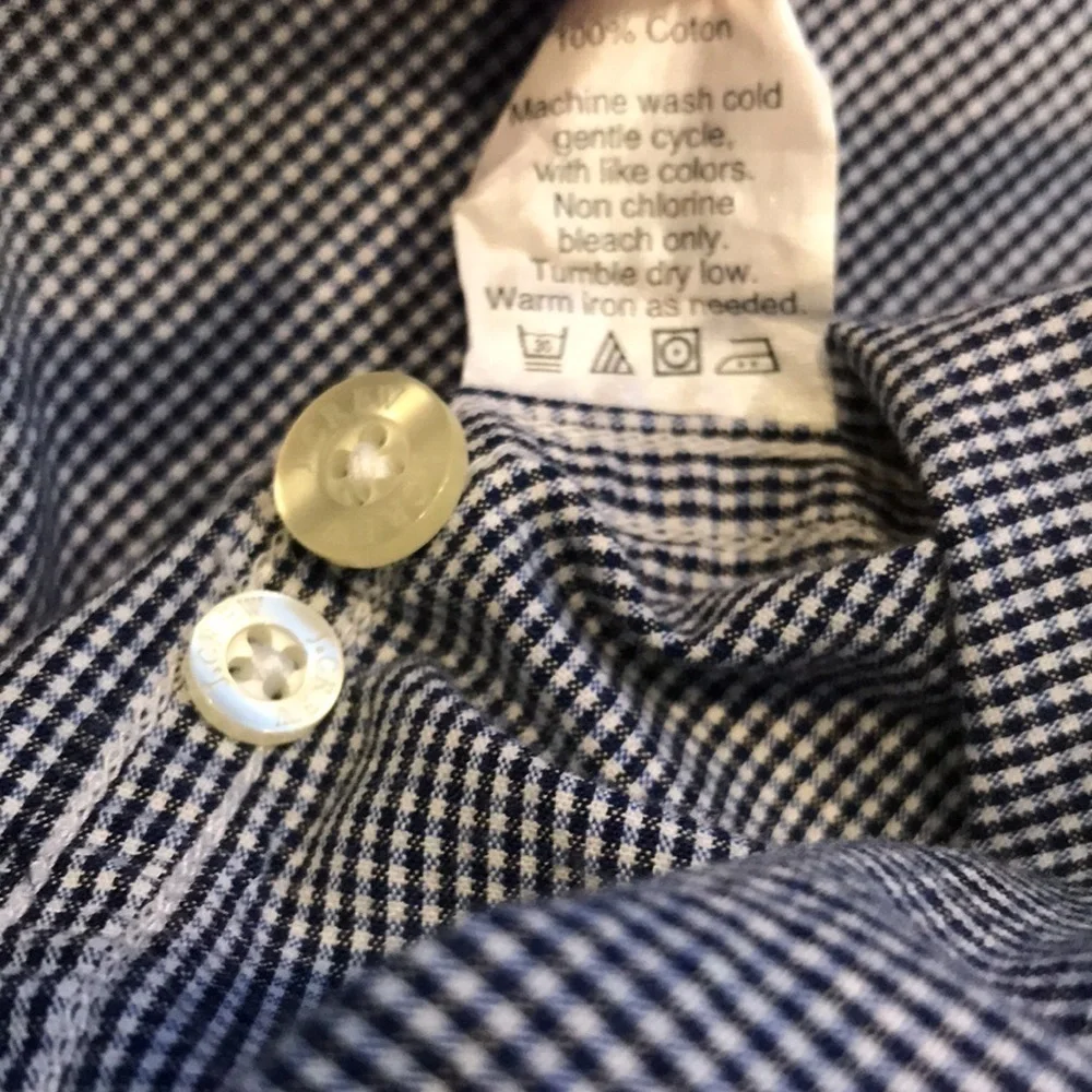 J. CREW Blue White Plaid Button Down Long Sleeve Cotton Shirt Size Large